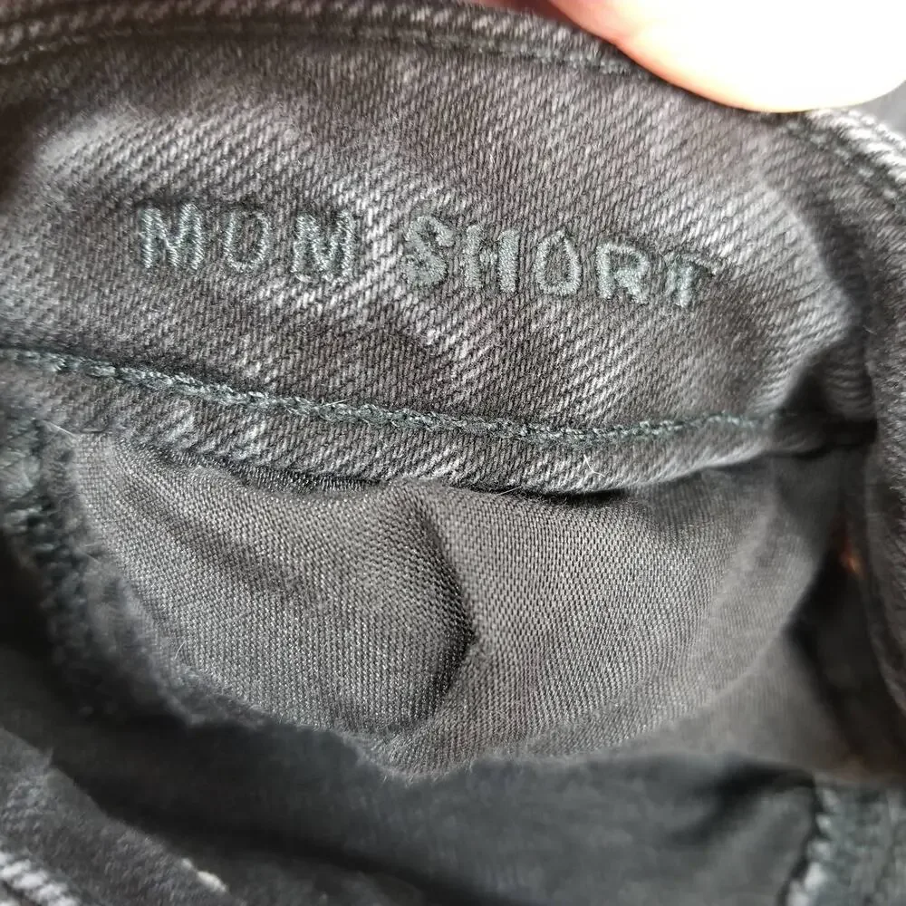 American Eagle Outfitters High Rise Distressed Mom Shorts Black Size 0